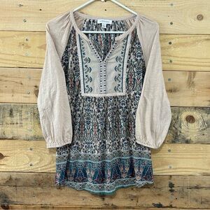 Vintage America Women’s Shirt Size Large Multicolor Peasant Boho